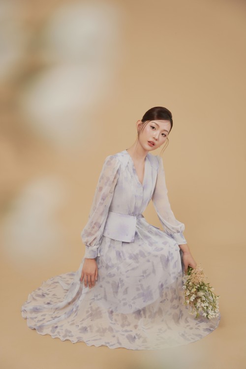 Sixdo Light Purple Voile Flared Dress